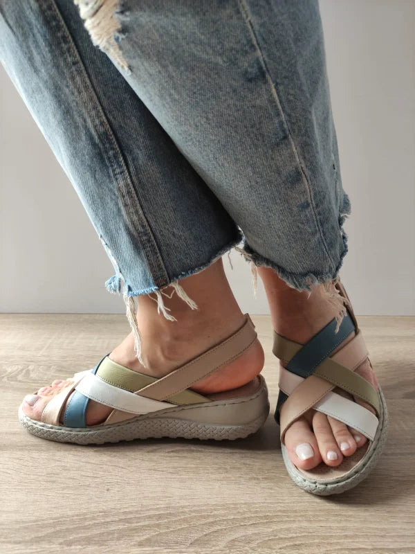 SANDALE CASUAL DAMA BIO FLEX 17-1013 BEJ + COLOR - imagine 2