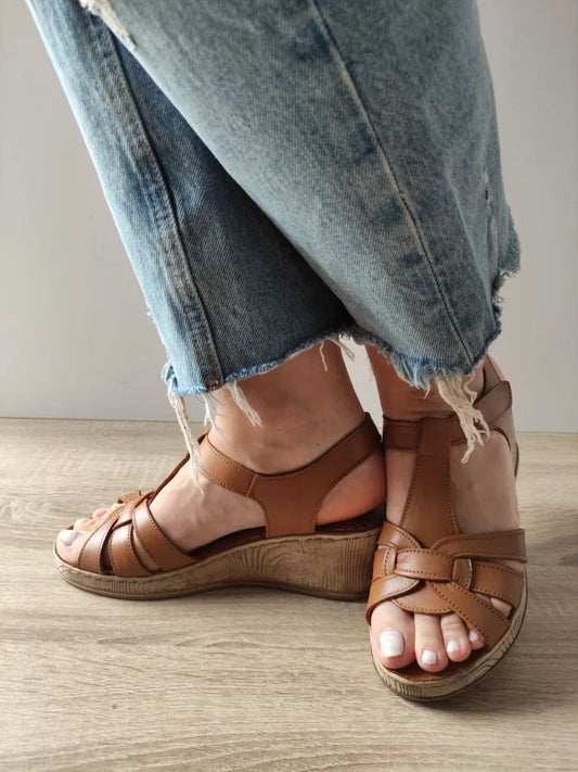 SANDALE CASUAL DAMA BIO FLEX 22-05 MARO TABAC