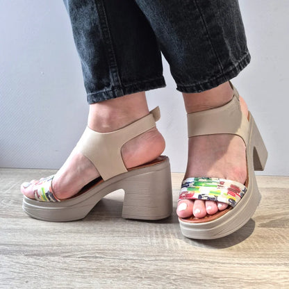 SANDALE CASUAL DAMA DOGATI 018 10906 ALBE + DETALIU LABIRINT