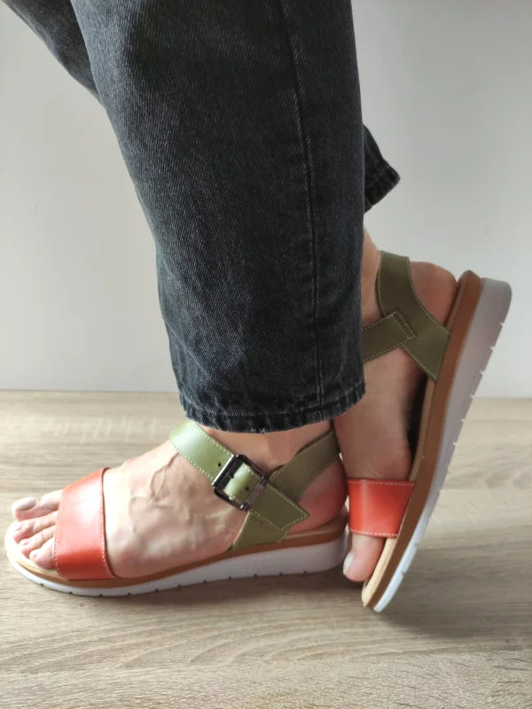 SANDALE CASUAL DAMA DYANY 3465 6 VERZI CU PORTOCALIU - imagine 4