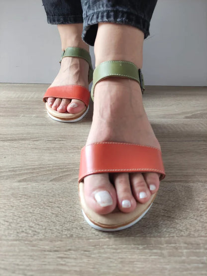 SANDALE CASUAL DAMA DYANY 3465 6 VERZI CU PORTOCALIU