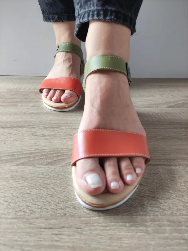 SANDALE CASUAL DAMA DYANY 3465 6 VERZI CU PORTOCALIU - imagine 5