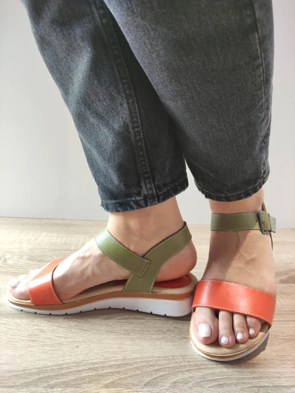 SANDALE CASUAL DAMA DYANY 3465 6 VERZI CU PORTOCALIU - imagine 2