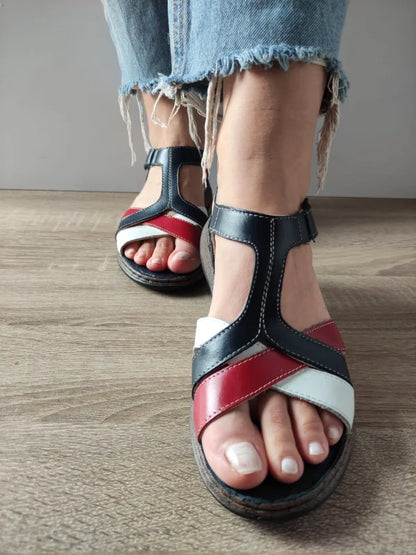 SANDALE CASUAL DAMA DYANY 4773 3 BLEUMARIN + ALB + ROSU
