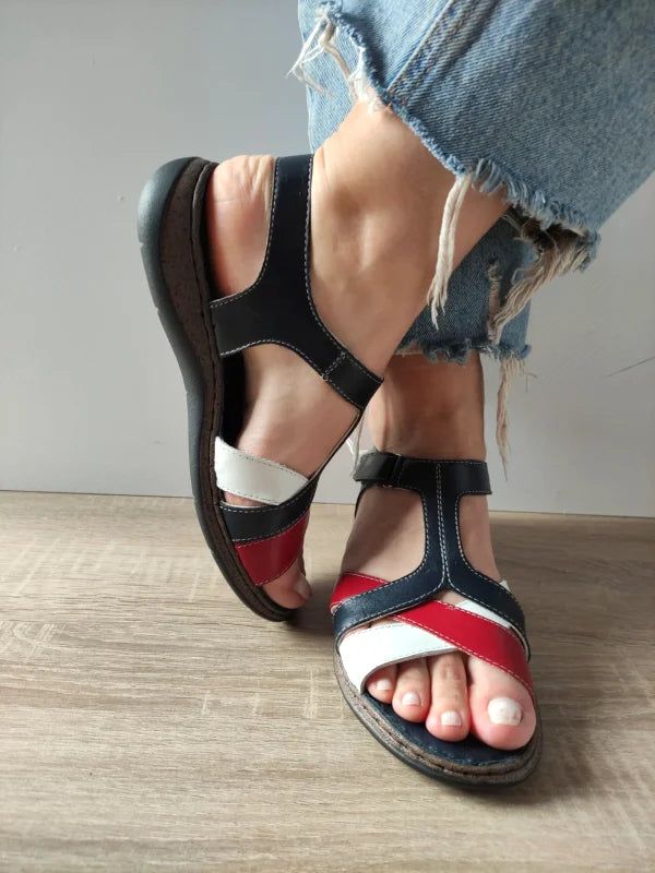 SANDALE CASUAL DAMA DYANY 4773 3 BLEUMARIN + ALB + ROSU - imagine 4