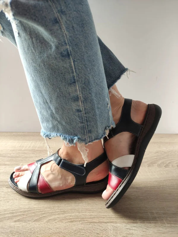 SANDALE CASUAL DAMA DYANY 4773 3 BLEUMARIN + ALB + ROSU - imagine 5