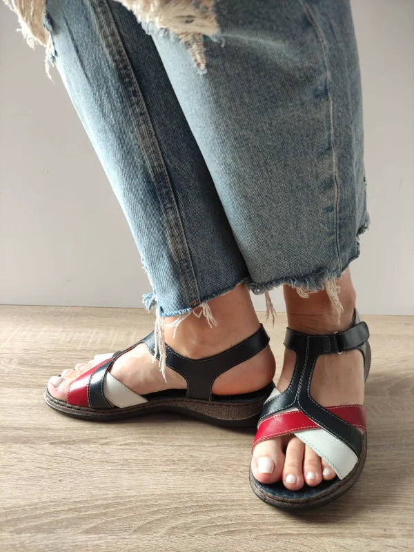 SANDALE CASUAL DAMA DYANY 4773 3 BLEUMARIN + ALB + ROSU - imagine 2