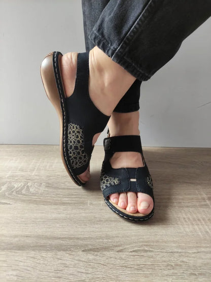 SANDALE CASUAL DAMA RIEKER 65989-01 NEGRE