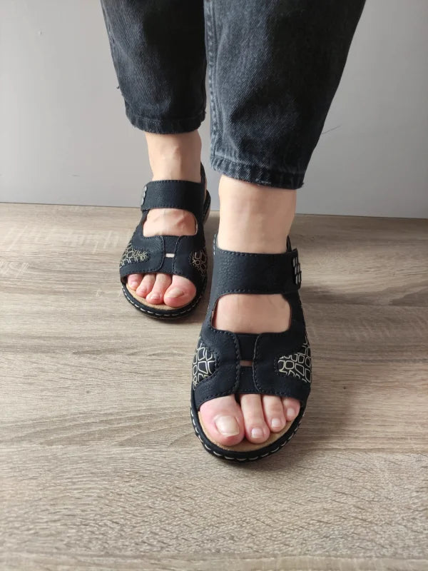 SANDALE CASUAL DAMA RIEKER 65989-01 NEGRE