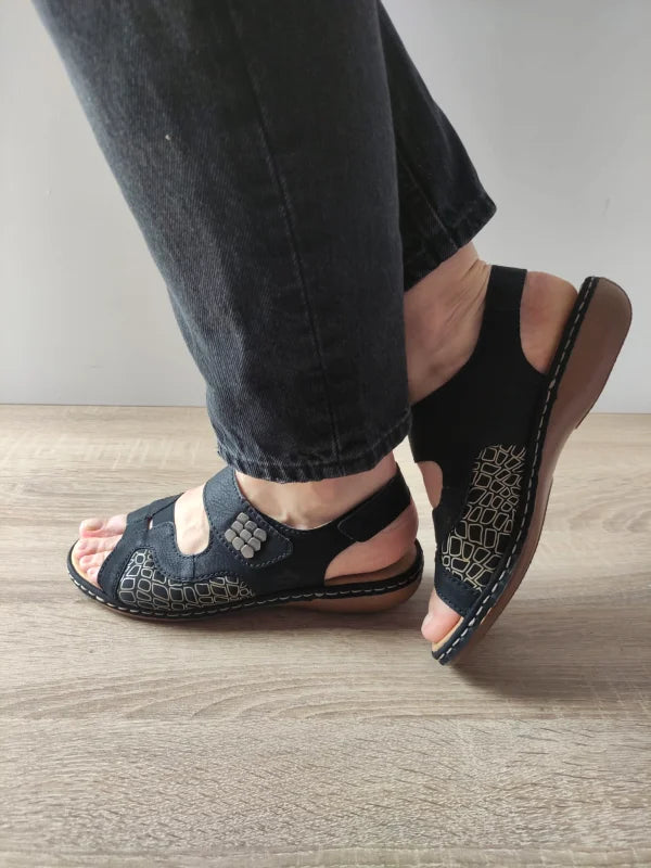 SANDALE CASUAL DAMA RIEKER 65989-01 NEGRE