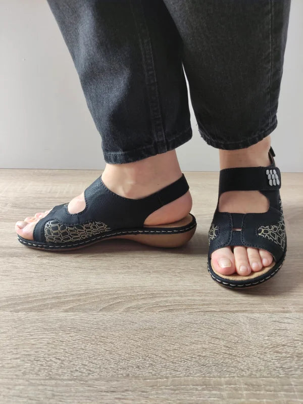 SANDALE CASUAL DAMA RIEKER 65989-01 NEGRE
