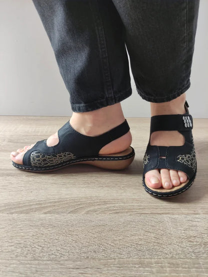 SANDALE CASUAL DAMA RIEKER 65989-01 NEGRE
