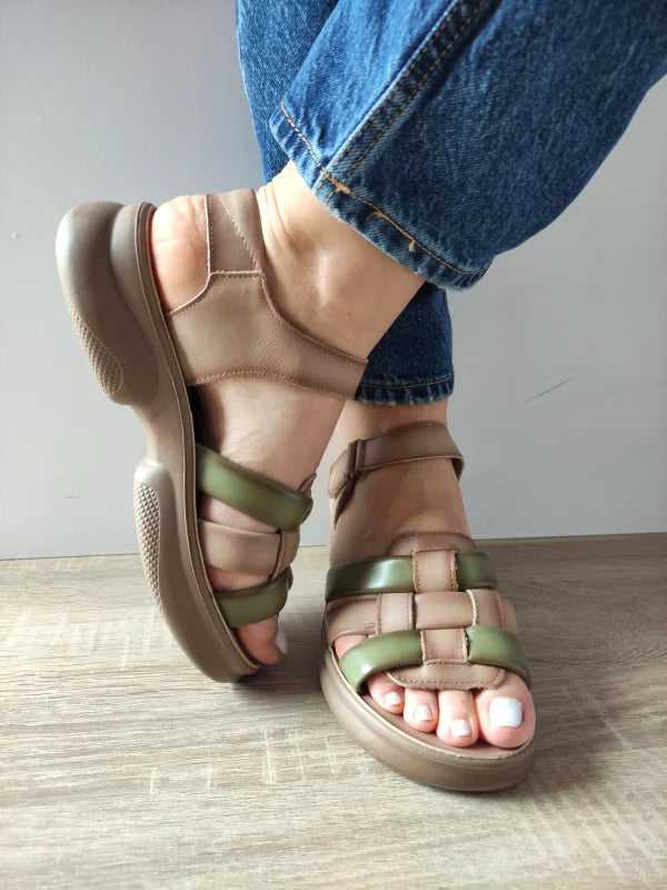 SANDALE CASUAL DAMA FORMAZIONE 2776737 APRICOT CU VERDE