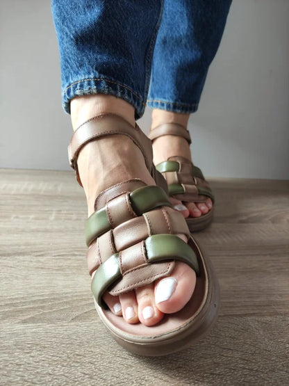 SANDALE CASUAL DAMA FORMAZIONE 2776737 APRICOT CU VERDE