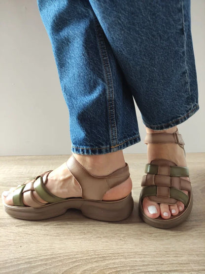 SANDALE CASUAL DAMA FORMAZIONE 2776737 APRICOT CU VERDE