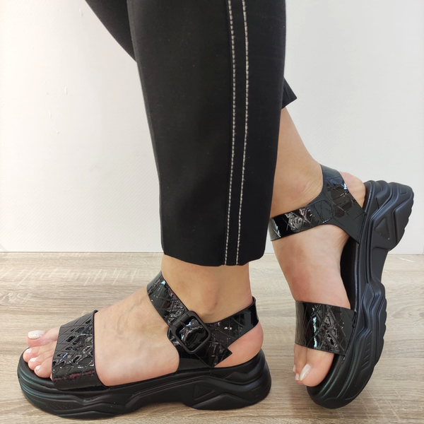 SANDALE CASUAL DAMA FORMAZIONE Q52390 NEGRE LAC - imagine 2