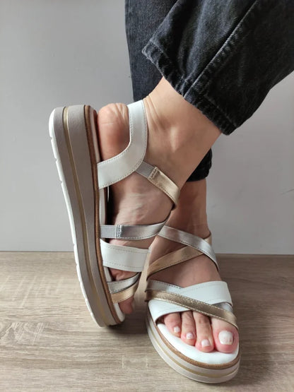 SANDALE CASUAL DAMA JANA 28267-44 ALBE + METALIC