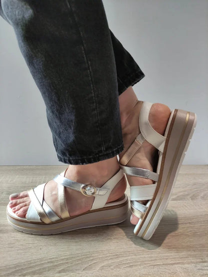 SANDALE CASUAL DAMA JANA 28267-44 ALBE + METALIC