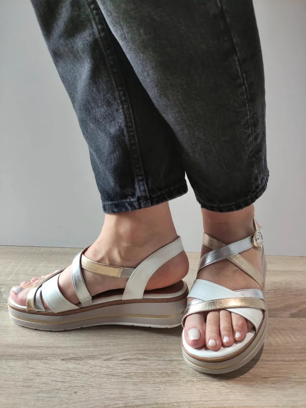 SANDALE CASUAL DAMA JANA 28267-44 ALBE + METALIC