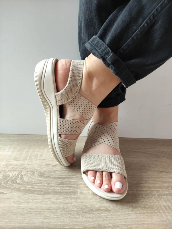 SANDALE CASUAL DAMA JANA 28768-42 BEJ CU AURIU - imagine 4