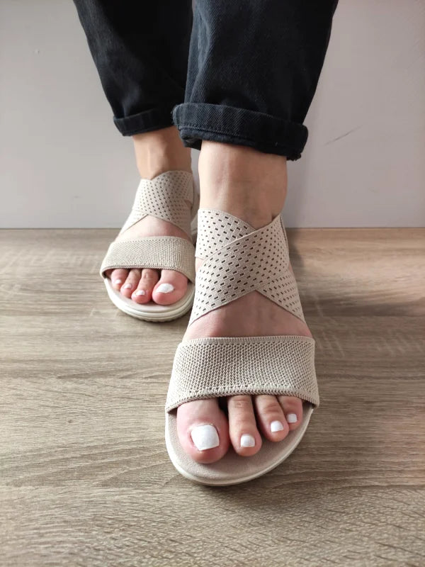 SANDALE CASUAL DAMA JANA 28768-42 BEJ CU AURIU - imagine 5
