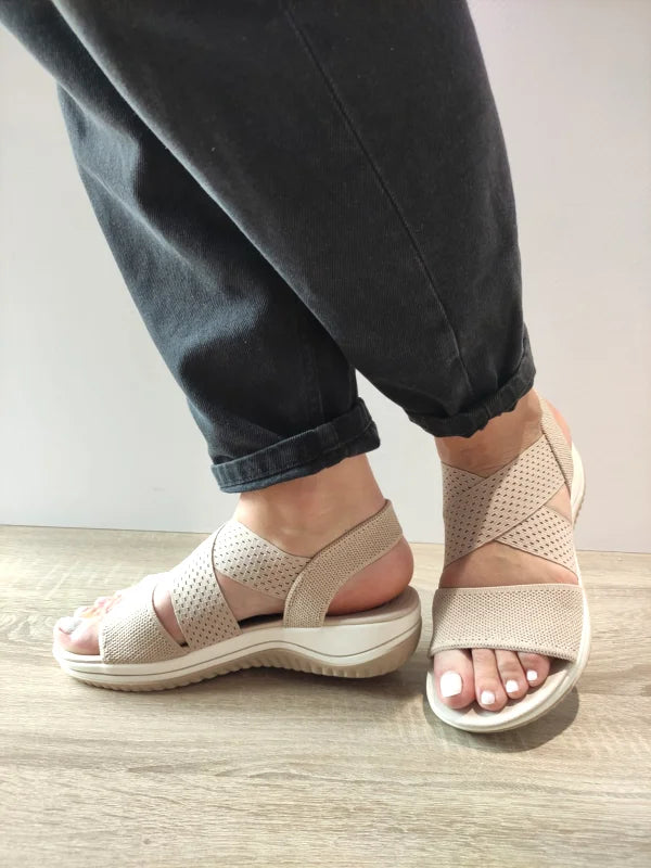 SANDALE CASUAL DAMA JANA 28768-42 BEJ CU AURIU - imagine 2