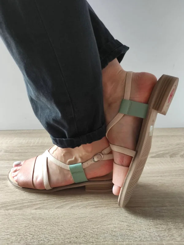 SANDALE CASUAL DAMA PASS 70407 J1-N ROZ + BEJ + VERNIL