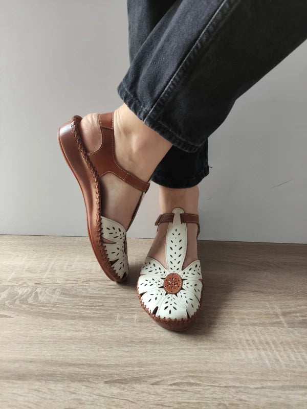 SANDALE CASUAL DAMA PIKOLINOS 655-0841C1 CREM + MARO (NATA)