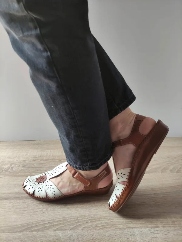 SANDALE CASUAL DAMA PIKOLINOS 655-0841C1 CREM + MARO (NATA)