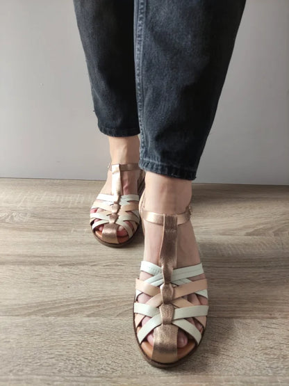 SANDALE CASUAL DAMA PIKOLINOS W8Q-0803CLC1 BEJ + CREM + CHAMPAGNE