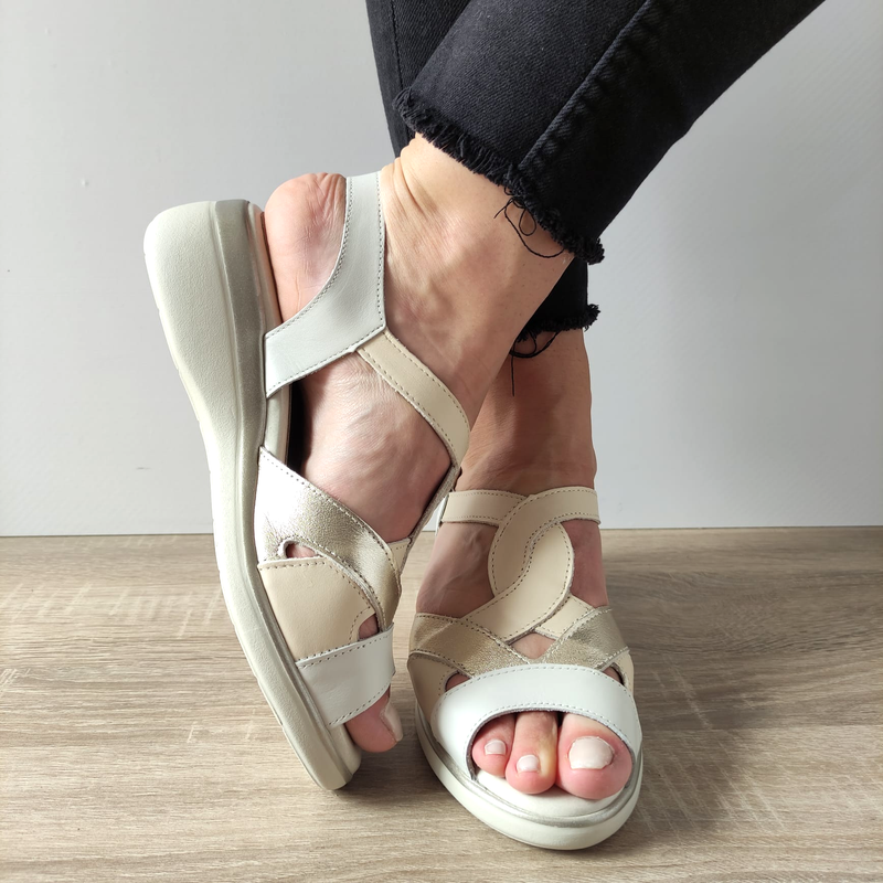 SANDALE CASUAL DAMA PITILLOS 5594 BEJ + AURIU - imagine 3