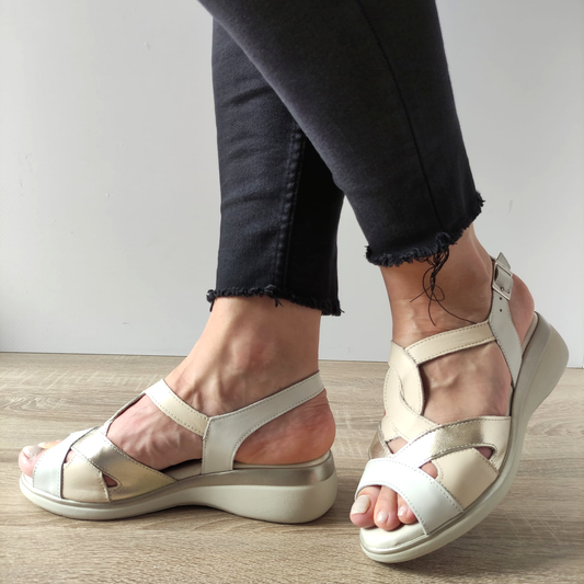 SANDALE CASUAL DAMA PITILLOS 5594 BEJ + AURIU