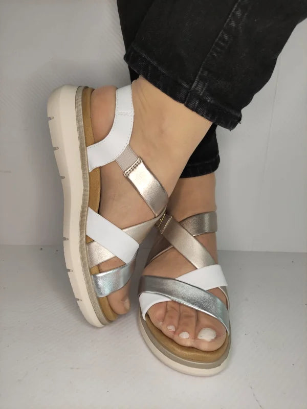 SANDALE CASUAL DAMA REMONTE D2K53-91 ALBE CU METALIC