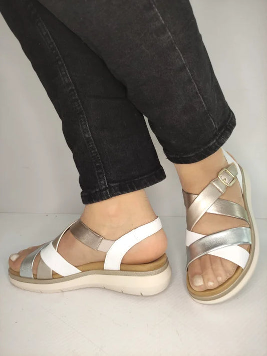 SANDALE CASUAL DAMA REMONTE D2K53-91 ALBE CU METALIC