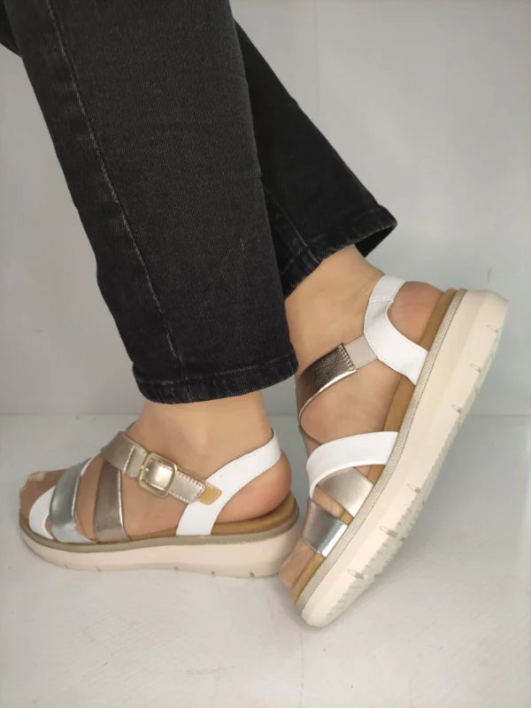 SANDALE CASUAL DAMA REMONTE D2K53-91 ALBE CU METALIC