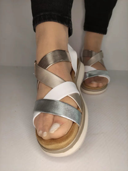 SANDALE CASUAL DAMA REMONTE D2K53-91 ALBE CU METALIC