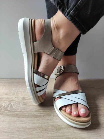 SANDALE CASUAL DAMA REMONTE D2K55-90 ALBE + METALIC