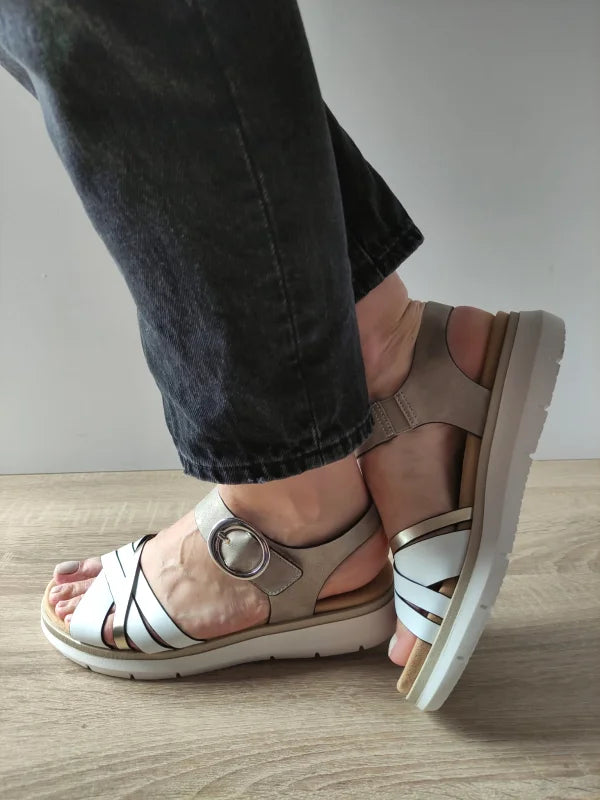SANDALE CASUAL DAMA REMONTE D2K55-90 ALBE + METALIC
