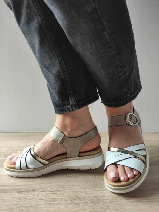 SANDALE CASUAL DAMA REMONTE D2K55-90 ALBE + METALIC