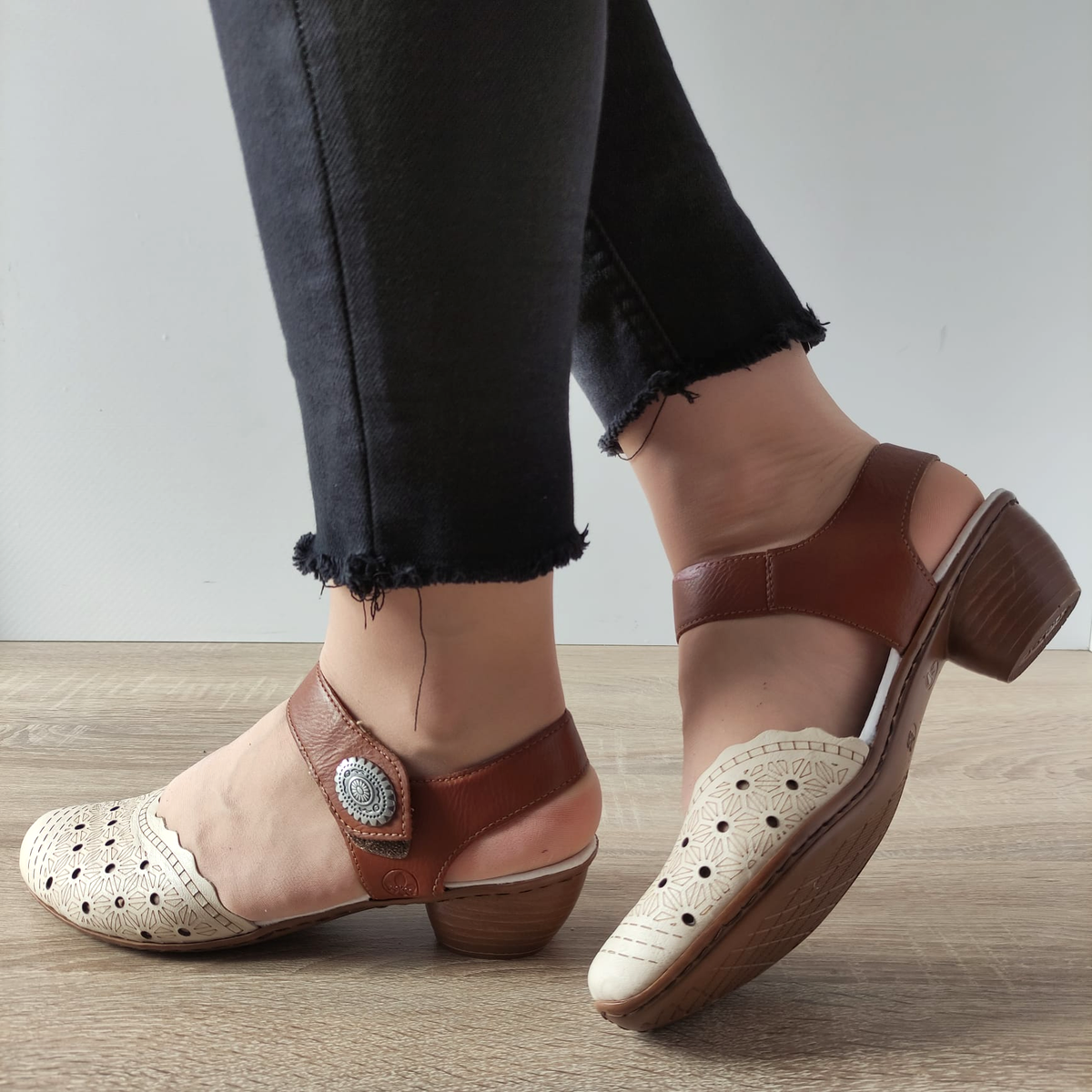 SANDALE CASUAL DAMA RIEKER 43703-60 BEJ + MARO - imagine 5