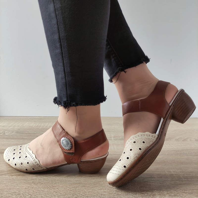 SANDALE CASUAL DAMA RIEKER 43703-60 BEJ + MARO - imagine 5
