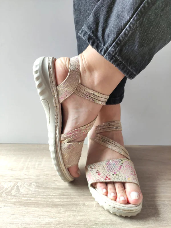 SANDALE CASUAL DAMA RIEKER 60464-90 BEJ + COLOR - imagine 4