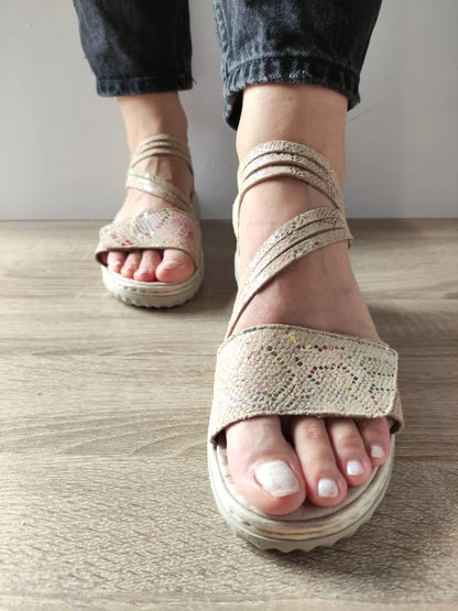 SANDALE CASUAL DAMA RIEKER 60464-90 BEJ + COLOR