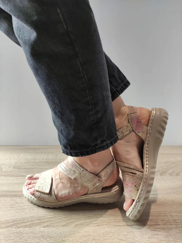 SANDALE CASUAL DAMA RIEKER 60464-90 BEJ + COLOR