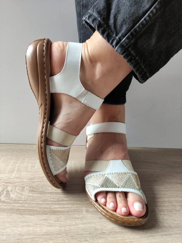 SANDALE CASUAL DAMA RIEKER 608C4-80 ALBE CU METALIC