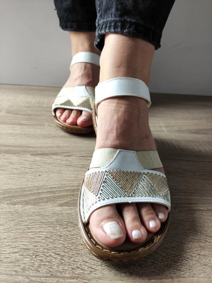 SANDALE CASUAL DAMA RIEKER 608C4-80 ALBE CU METALIC