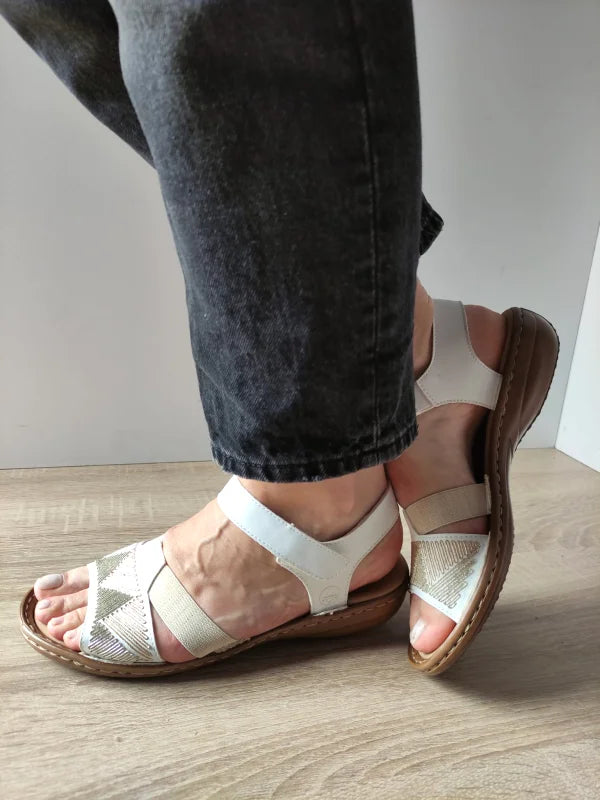 SANDALE CASUAL DAMA RIEKER 608C4-80 ALBE CU METALIC