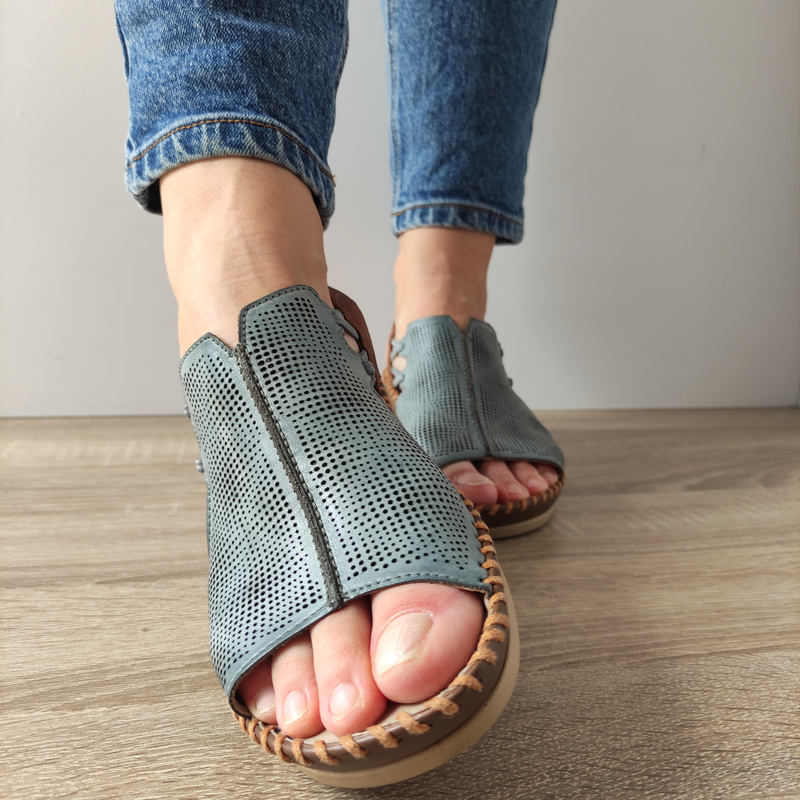 SANDALE CASUAL DAMA RIEKER 61359-14 BLEU DENIM + MARO - imagine 5
