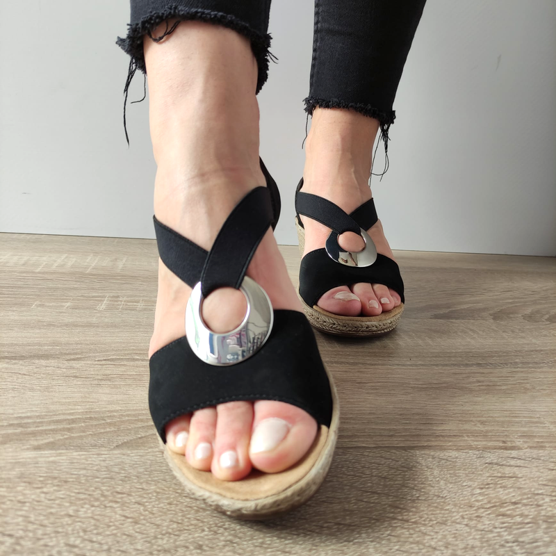 SANDALE CASUAL DAMA RIEKER 624H6-00 NEGRE VELUR - imagine 4