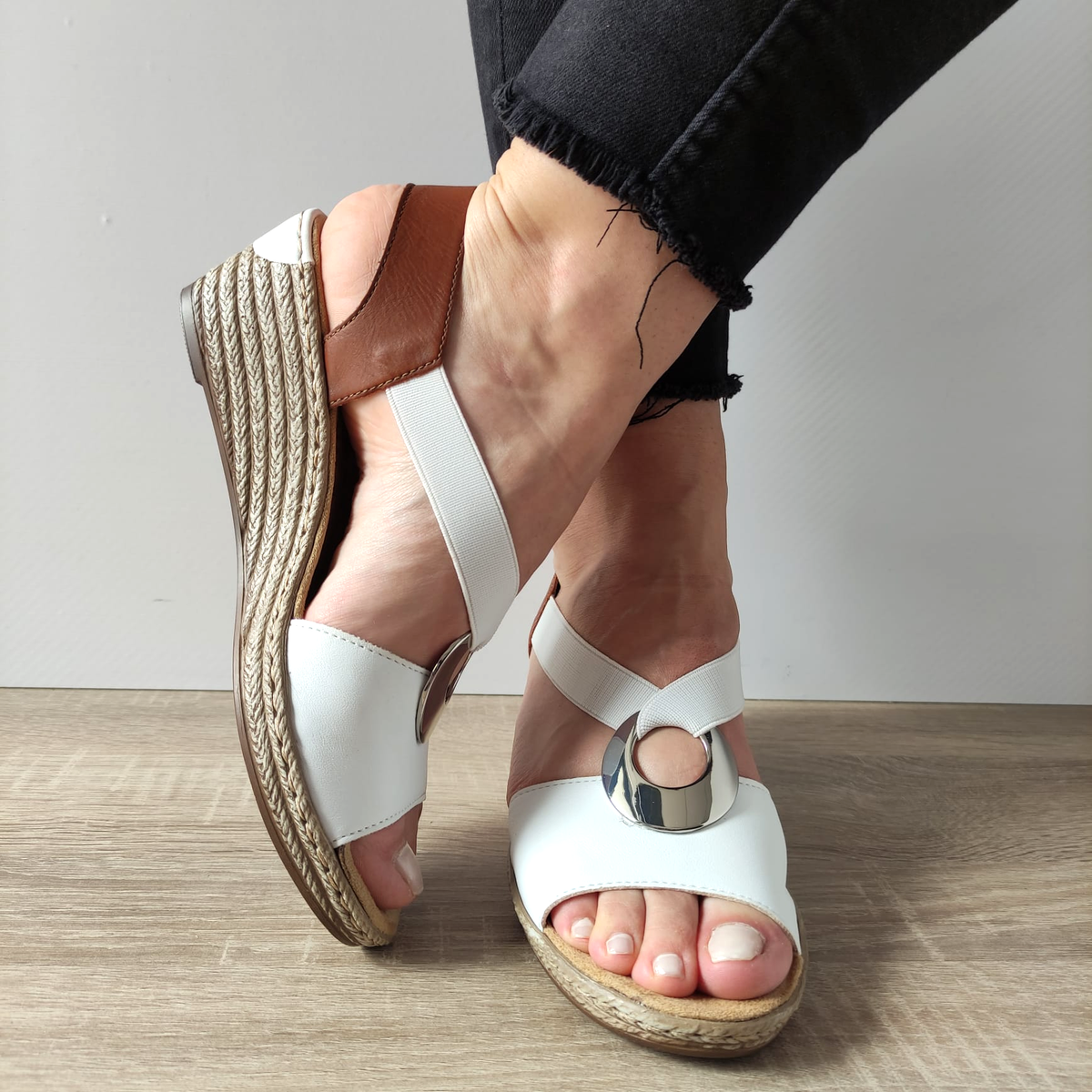 SANDALE CASUAL DAMA RIEKER 624H6-81 ALBE + MARO - imagine 3